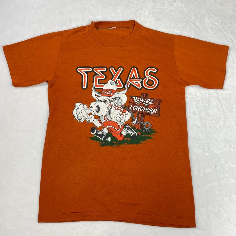 Vintage Texas Longhorns T-Shirt Women Small Burnt Orange Good Graphic Tee